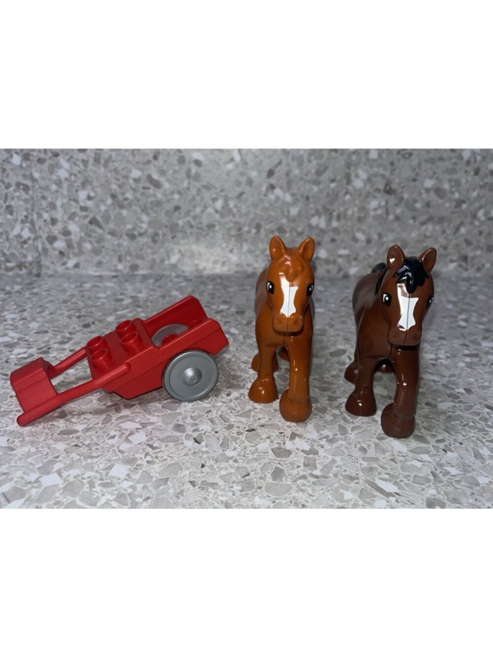 Lego Duplo Horse and Pony Cart Lot Brown Black Orange Red 3 Pieces
